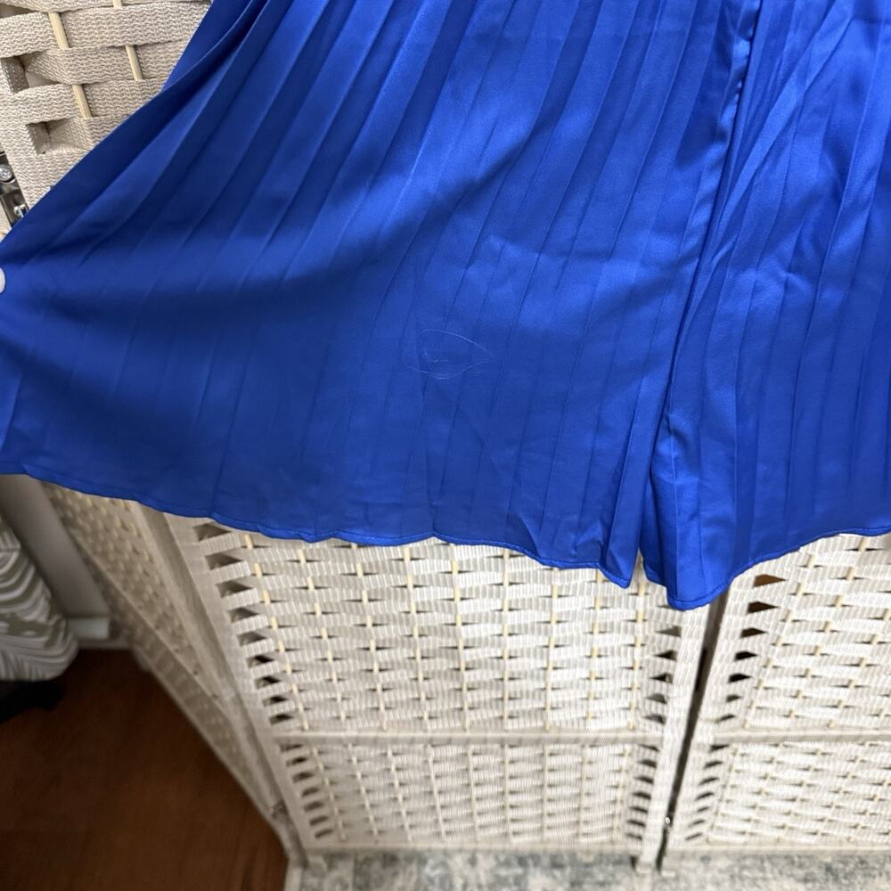 Lulus Seriously Stunning Royal Blue Satin Pleated Backless Romper Size XL NWT - Picture 6 of 11